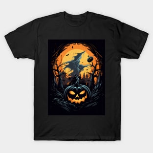 scary pumpkin on halloween T-Shirt